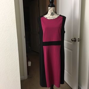 Fitted Pink/Black Colorblock Dress👗